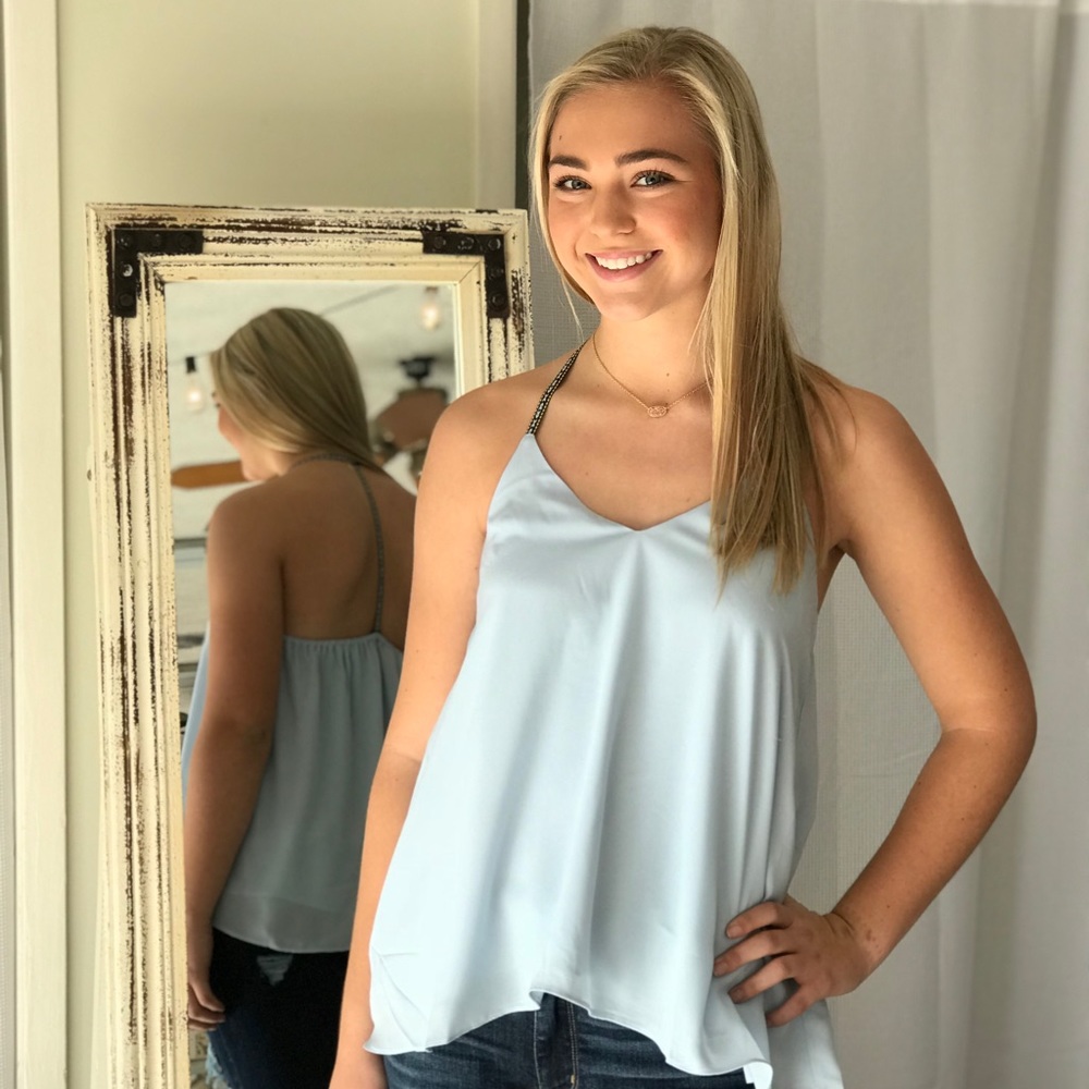 Baby blue race back tank